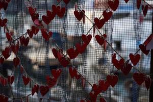 heart Love messages hanging on fisherman net photo