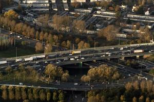 Amsterdam Harbor Channels roads Aerial view panorama traffic highway photo