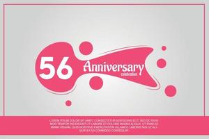 56 year anniversary celebration logo with pink color design with pink color bubbles on gray background vector abstract illustration