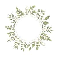 vector redondo marco con acuarela hojas en blanco antecedentes en pastel colores.