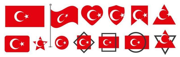 turkey national flag vector set