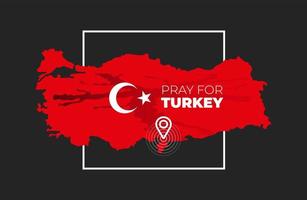 Pray for Turkey Vector illustration of a map of Turkey with the text. Map of Turkey in color of national flag with cracks. Turkey earthquake. Vector illustration