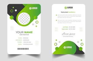 Modern and clean business id card template. professional id card design template with green color. corporate modern business id card design template. Company employee id card template. vector