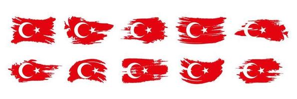 turkey national flag brush vector set