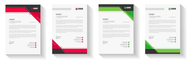 official minimal creative abstract professional informative newsletter magazine corporate letterhead design template with red and green color. vector