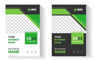 corporate modern Business Book Cover Design Template in A4 with green color. vector