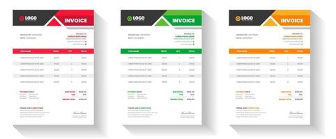 corporate modern minimal Business invoice form template. Invoicing quotes, money bill, Tax form, payment receipt, price invoices and payment agreement design template set. vector