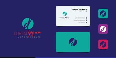 Clean and stylish logo forming the letter D with business card templates idea vector