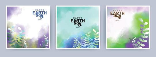 Happy earth day. Ecology concept. Design with watercolor background vector