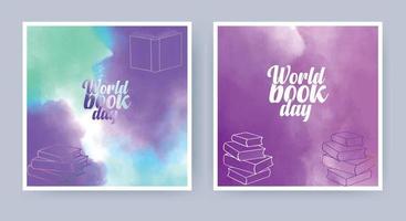 World book day.Mnemonic design with watercolor background vector