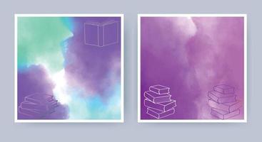 World book day. Stack of colorful books watercolor background vector