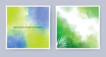 Watercolor background with palm leaf vector