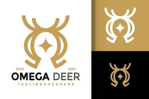 Omega Deer Logo Logos Design Element Stock Vector Illustration Template