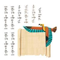 Ancient Egypt papyrus scroll with flying bird vector