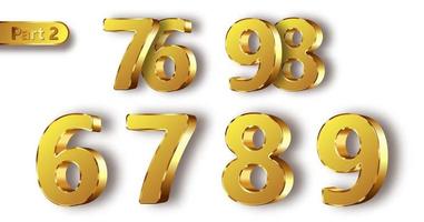 Golden metal numbers realistic vector