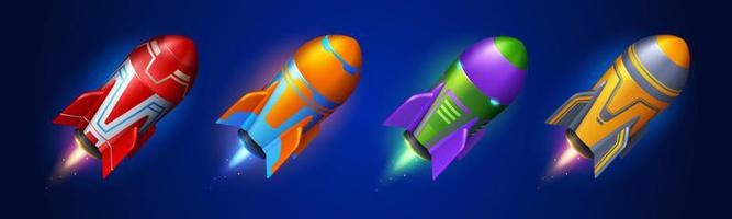 Launch spaceships, rockets to outer space vector