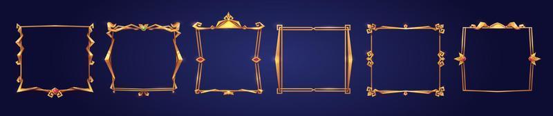 Empty square golden frames medieval style vector