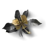 Tropical black and gold leaves on dark background vector