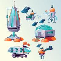 Planet colonization vector cartoon set