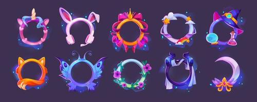 Game avatar frames with fantasy borders vector