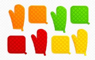 Kitchen mittens and potholders, oven mitts vector