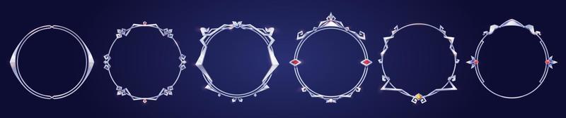 Empty circle silver frames medieval style vector