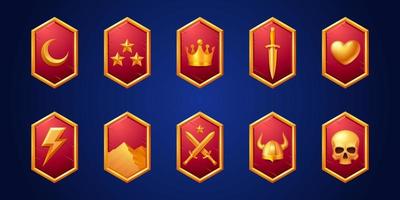 Set of fantasy game shields isolated on background vector