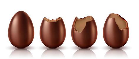 Chocolate egg whole and bitten realistic vector