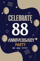 88th years anniversary design for greeting invitation with balloon elegant design template. vector