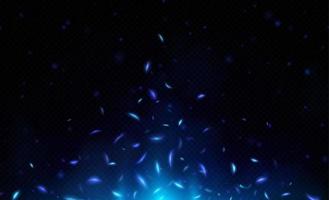 Blue fire effect with flying light sparks vector