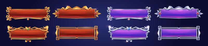 Medieval buttons, ui game menu elements vector