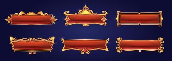 Medieval red buttons, ui game menu elements vector