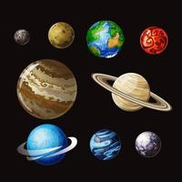 solar sistema dibujos animados vector conjunto