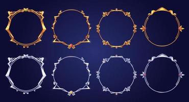 Empty circle silver and gold frames medieval style vector