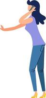 Female character talking on phone cartoon vector