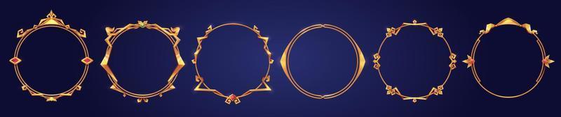 Empty circle golden frames medieval style vector