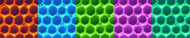 Seamless pattern of color lava with hexagon stones vector