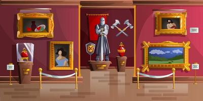 Museum exhibition room cartoon vector illustration