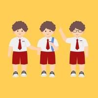 cartoons of Indonesian elementary  junior high and high school children illustration vector