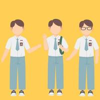 cartoons of Indonesian elementary  junior high and high school children illustration vector