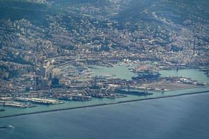 genoa airport and harbor aerial view photo