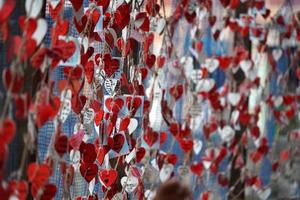 heart Love messages hanging on fisherman net photo