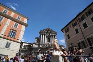 ROME, ITALY - JUNE 10 2018 - Trevi Fountain crowded of tourists photo