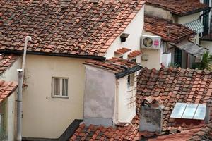 florence italy old houses roofs detail photo