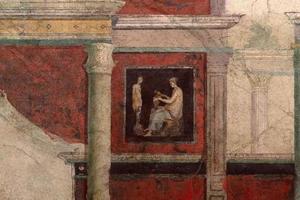 ROME, ITALY. NOVEMBER 22 2019 - ancient roman painting pompei detail photo