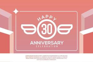 30th year anniversary design letter with wing sign concept template design on pink background vector