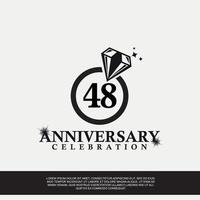 48th year anniversary celebration logo with black color wedding ring vector abstract design