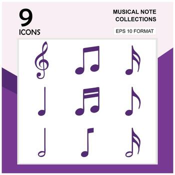 9 music icons that can be used in multimedia designs. Music media player icon and symbol in set collection. Can be edited in eps10 format vector