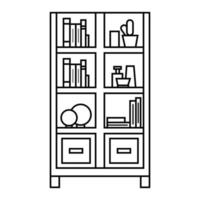 Bookshelf icon. Outline illustration of bookshelf vector icon for web. Bookshelf icon for library or bookstore design, can also be used in the design of reading room symbols.