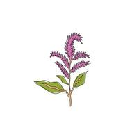 Single one line drawing of beauty fresh amaranthus for garden logo. Decorative amaranth flower concept for home wall decor art poster print. Modern continuous line draw design vector illustration